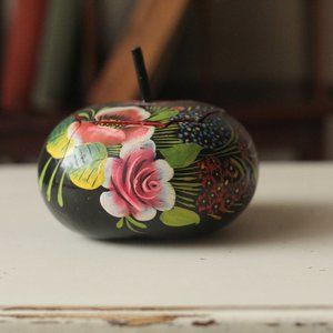 Vintage Hand painted Gourd Pumpkin - Folk Art